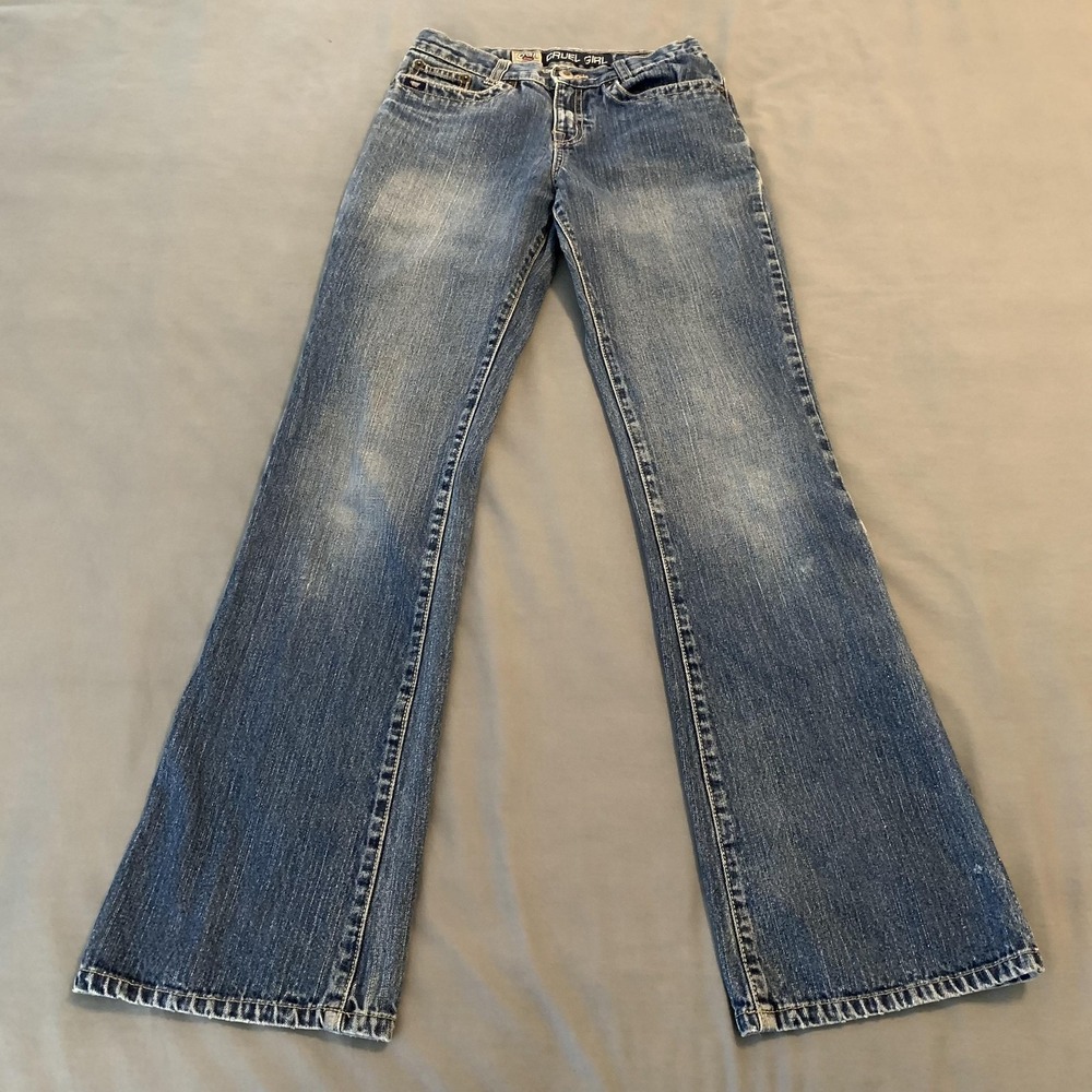 Cruel Girl Jeans Girls 16 Slim‎ Blue Flare Mid Rise Denim Casual Pants 5-Pocket
